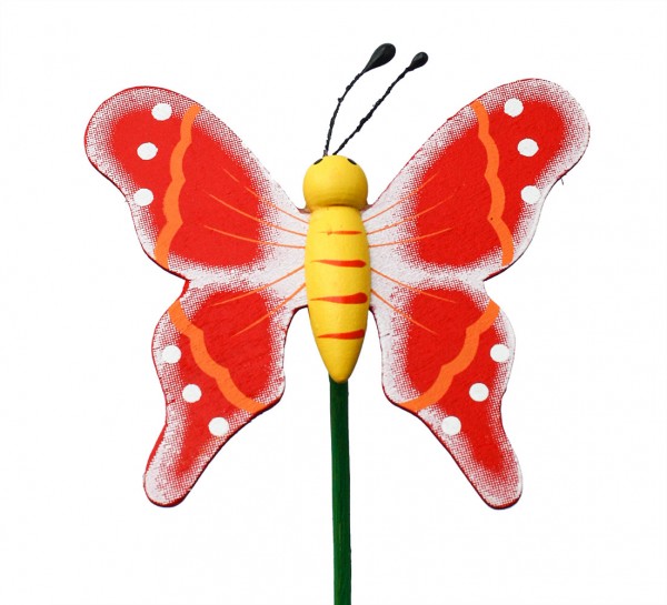 Beistecker Schmetterling auf Stock 7/50cm rot 25 Stück