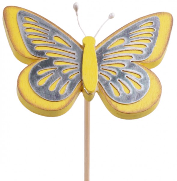 Beistecker Schmetterling Tess gelb 9cm (25 Stück)