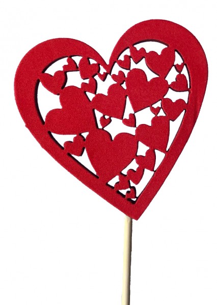 Beistecker Herzen im Herz rot d10cm 9 Stück