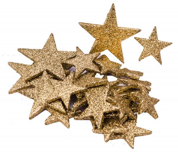 Sterne Glitter gold flach (24 Stück)