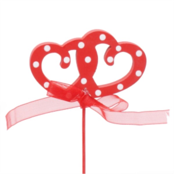 Beistecker Herz "Double Love" rot 7x4cm (25 Stück)