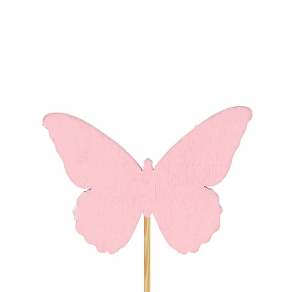 Beistecker Schmetterling Ivy 6x8cm 50cm rosa (25 Stück)