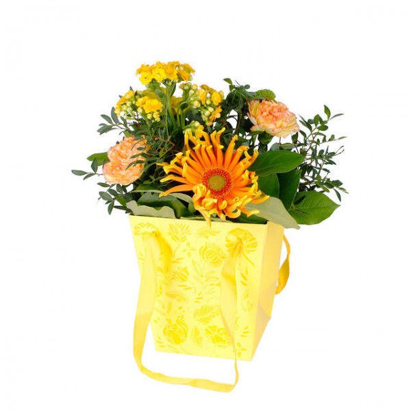 Tasche Floral 16x11xH18cm gelb 10Stück