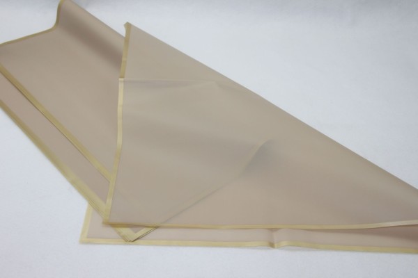 Blumenfolie Bögen 57x57cm Uni mocca m. Rand gold á 20