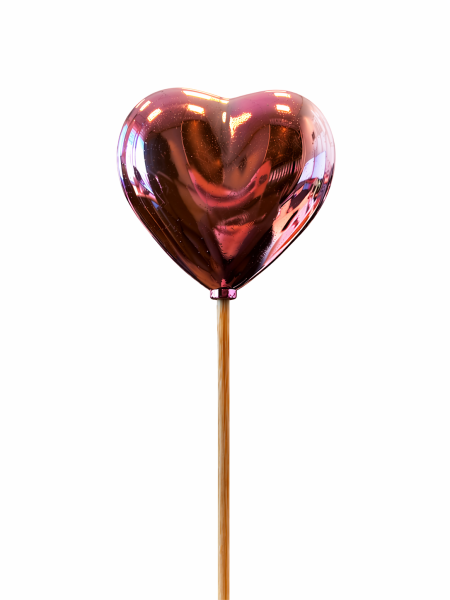 Beistecker Herz auf Stock Shiny rosa 6/50cm à 25 St. (250)