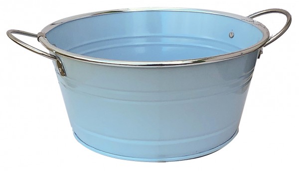 Zinkschale mit Henkel d:16cm h:9,5cm blau
