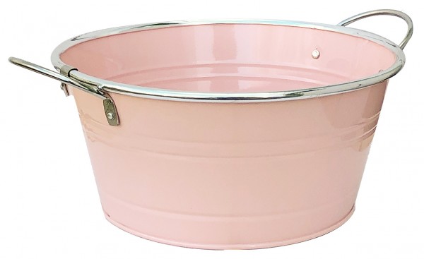 Zinkschale mit Henkel d:16cm h:9,5cm rosa