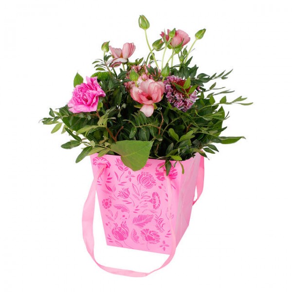 Tasche Floral 16x11xH18cm rosa 10 Stück