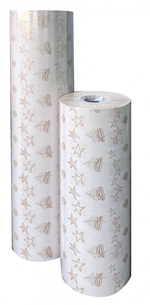 Weihnachtspapier 75cm 35g Sternenzauber weiss-braun (9kg)