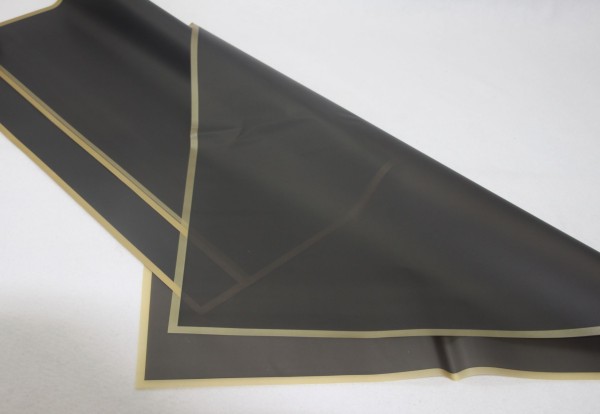 Blumenfolie Bögen 57x57cm Uni schwarz m. Rand gold á 20
