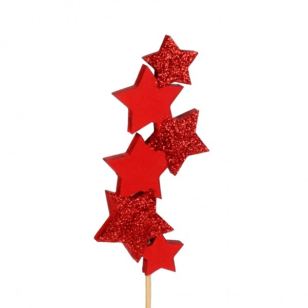 Beistecker x-mas Sixstars rot 10x4,5cm 50cm Stock (25 St)
