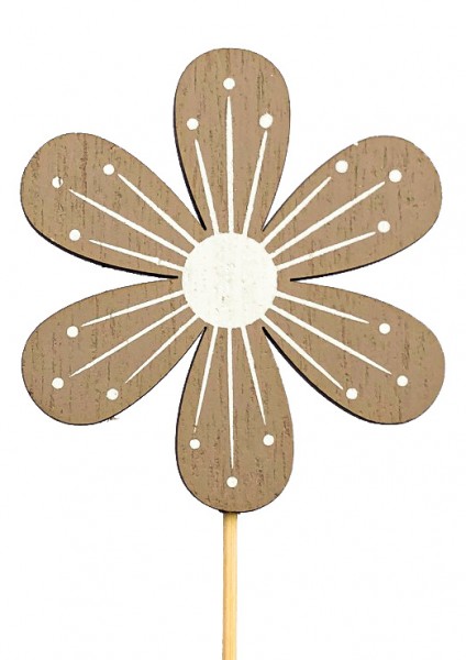 Beistecker Blume Holz grau (12 Stück)