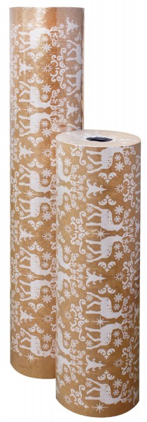 Weihnachtspapier 50cm 35g "Nordic Christmas" kraft braun-weiss 7kg