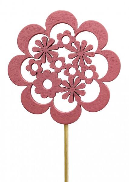 Beistecker Blume Floral 8cm auf 50cm rosa á 25 St