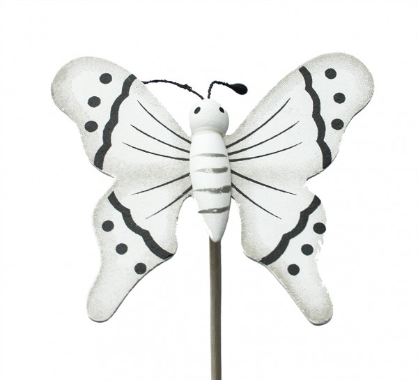 Beistecker Schmetterling auf Stock 7/50cm weiß 25 Stück